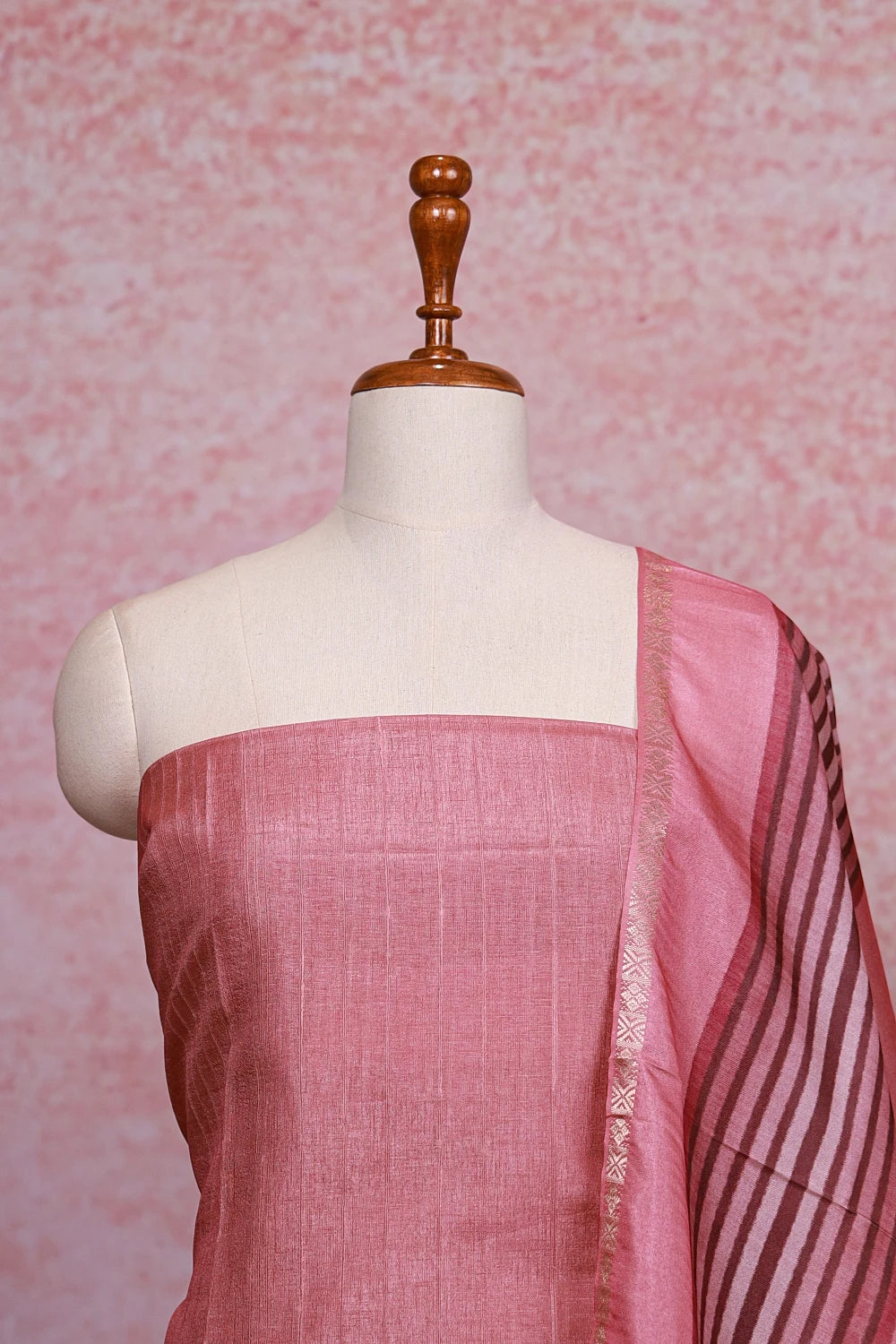 Onion Color Semi Tussar Plain Unstitched Churidhar Material - Seematti