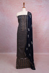Navy Blue Soft Cotton Printed Unstitched Churidhar Material - Seematti