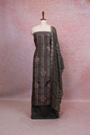 Dark Grey Muslin Hand Worked Unstitched Churidhar Material - Seematti