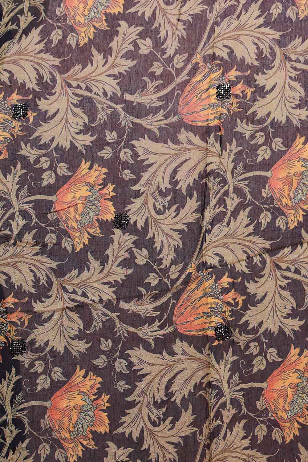 Navy Blue Muslin Silk Printed Unstitched Churidhar Material - Seematti