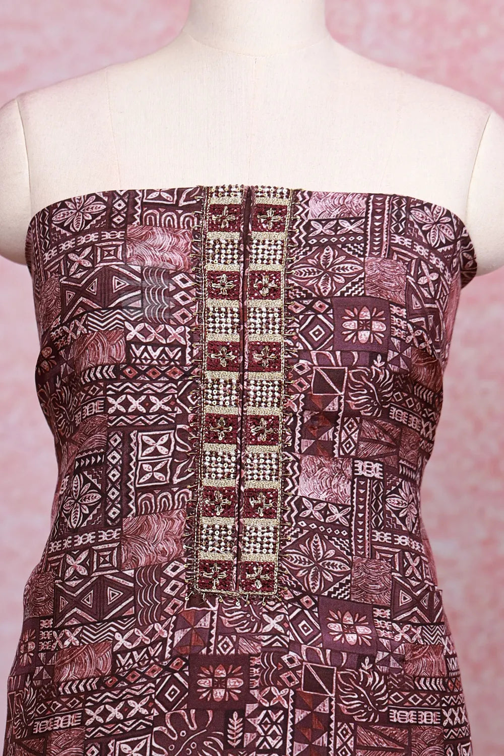 Purple Muslin Printed Unstitched Churidhar Material - Seematti