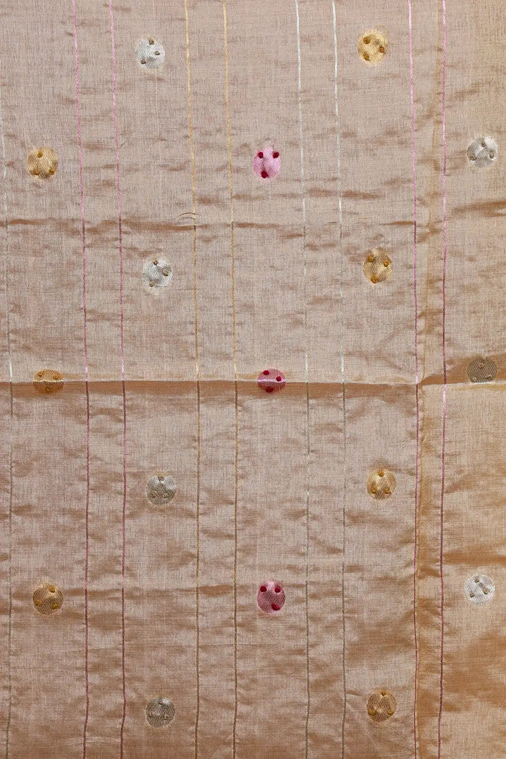 Champagne Color Chanderi Tissue Kantha Work Unstitched Churidhar Material