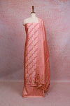 Peach Semi Tussar Kantha Work Unstitched Churidhar Material - Seematti