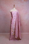 Onion Pink Chanderi Tissue Kantha Stitched Unstitched Churidhar Material - Seematti