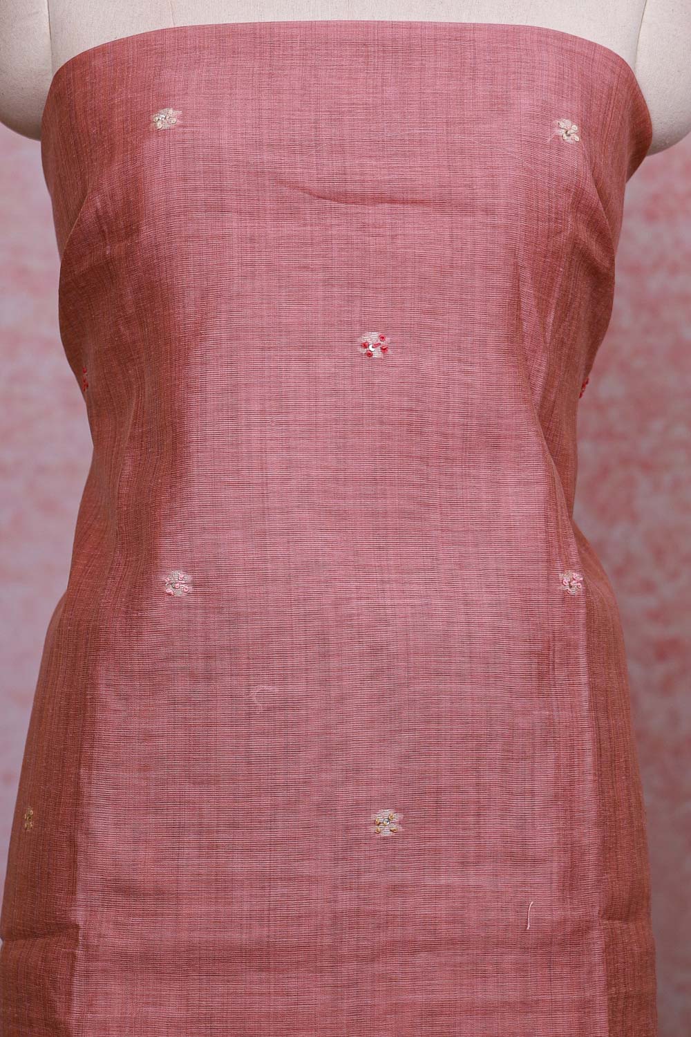 Onion Color Chanderi Kantha Stitched Unstitched Churidhar Material