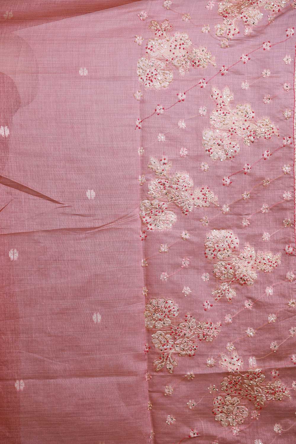Onion Color Chanderi Kantha Stitched Unstitched Churidhar Material