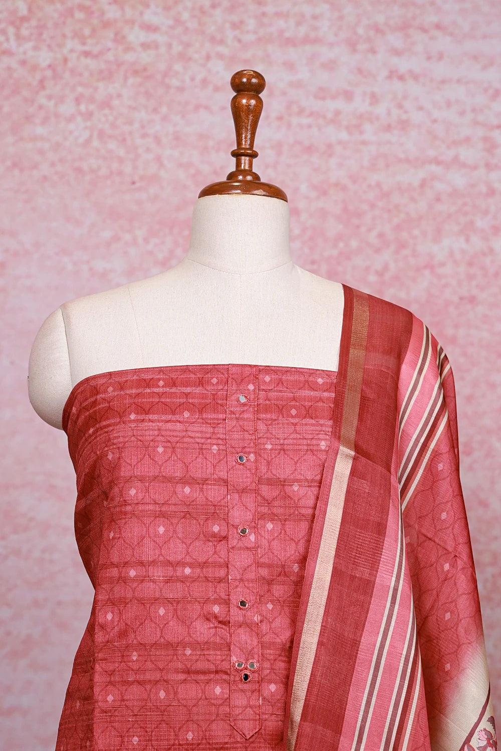 Terracotta Color Semi Silk Plain Body Unstitched Churidhar Material