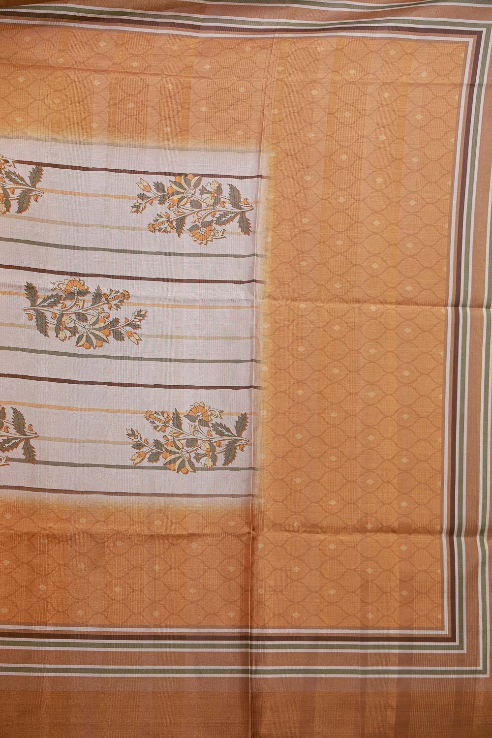 Mustard Yellow Semi Silk Printed Unstitched Churidhar Material