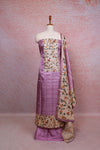 Light lavender Semi Silk Printed Unstitched Churidhar Material - Seematti
