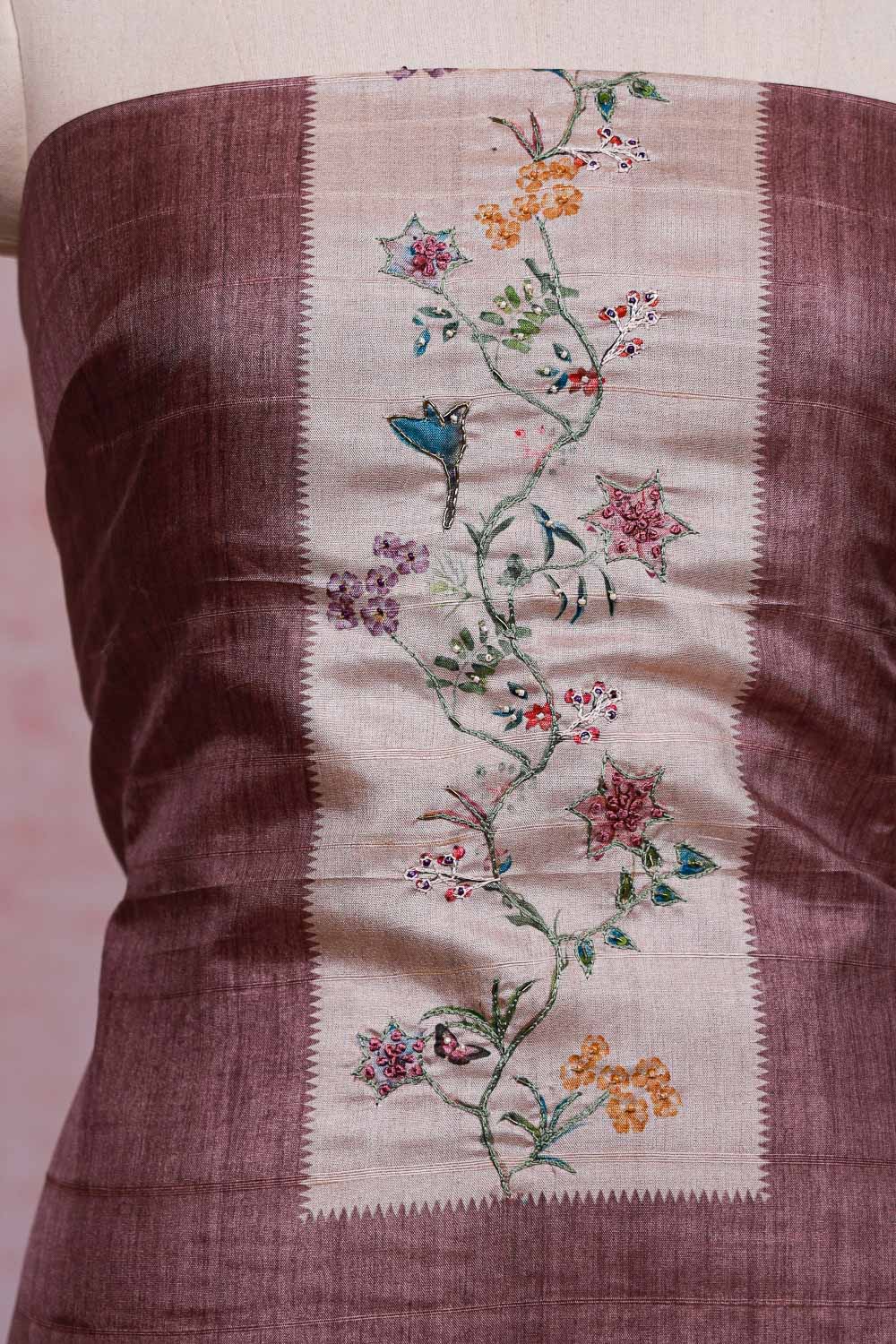 Onion Color Semi Tussar Printed Unstitched Churidhar Material