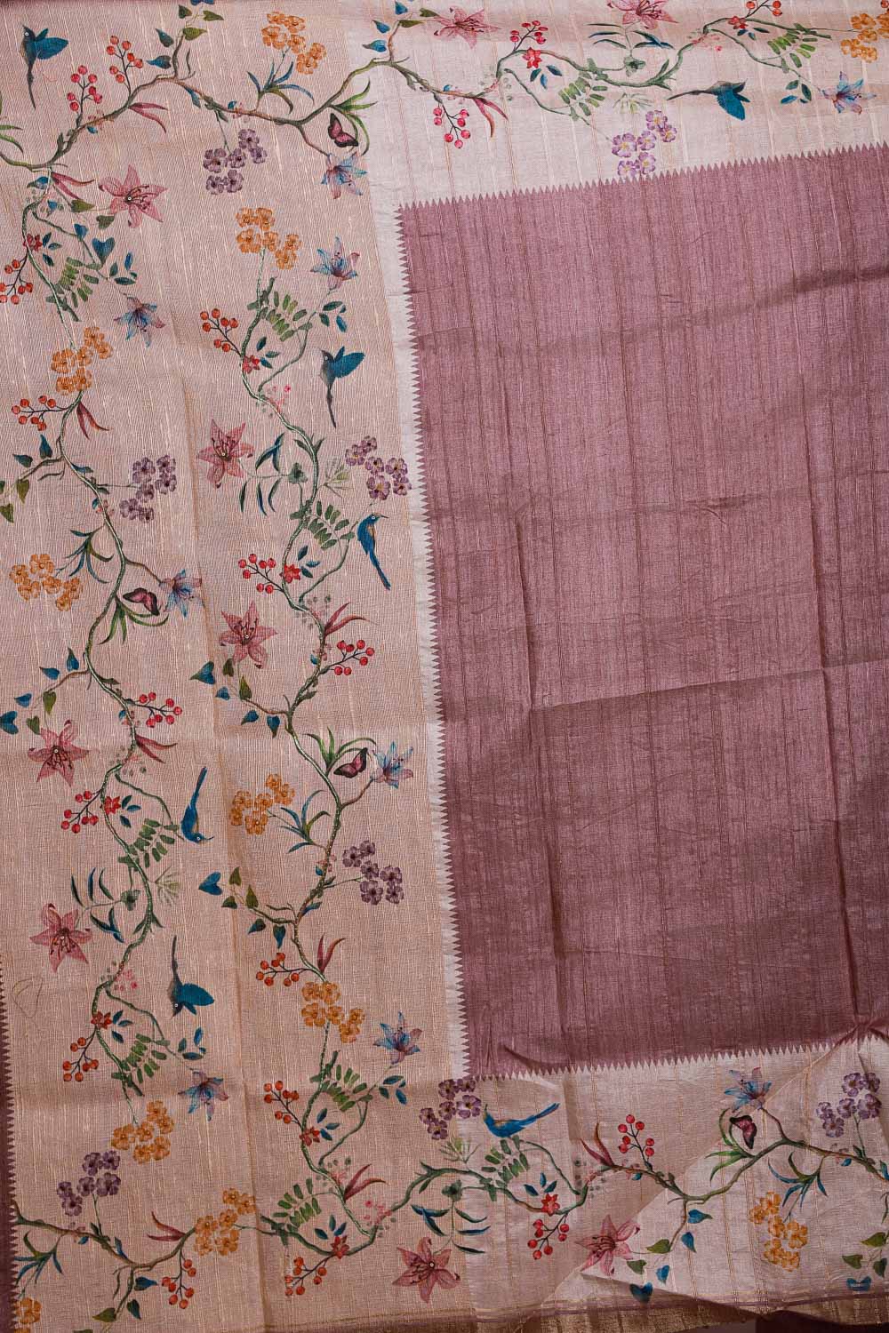 Onion Color Semi Tussar Printed Unstitched Churidhar Material