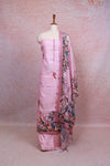 Pink Linen Printed Unstitched Churidhar Material - Seematti