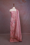 Pink Chanderi Tissue Printed Unstitched Churidhar Material - Seematti