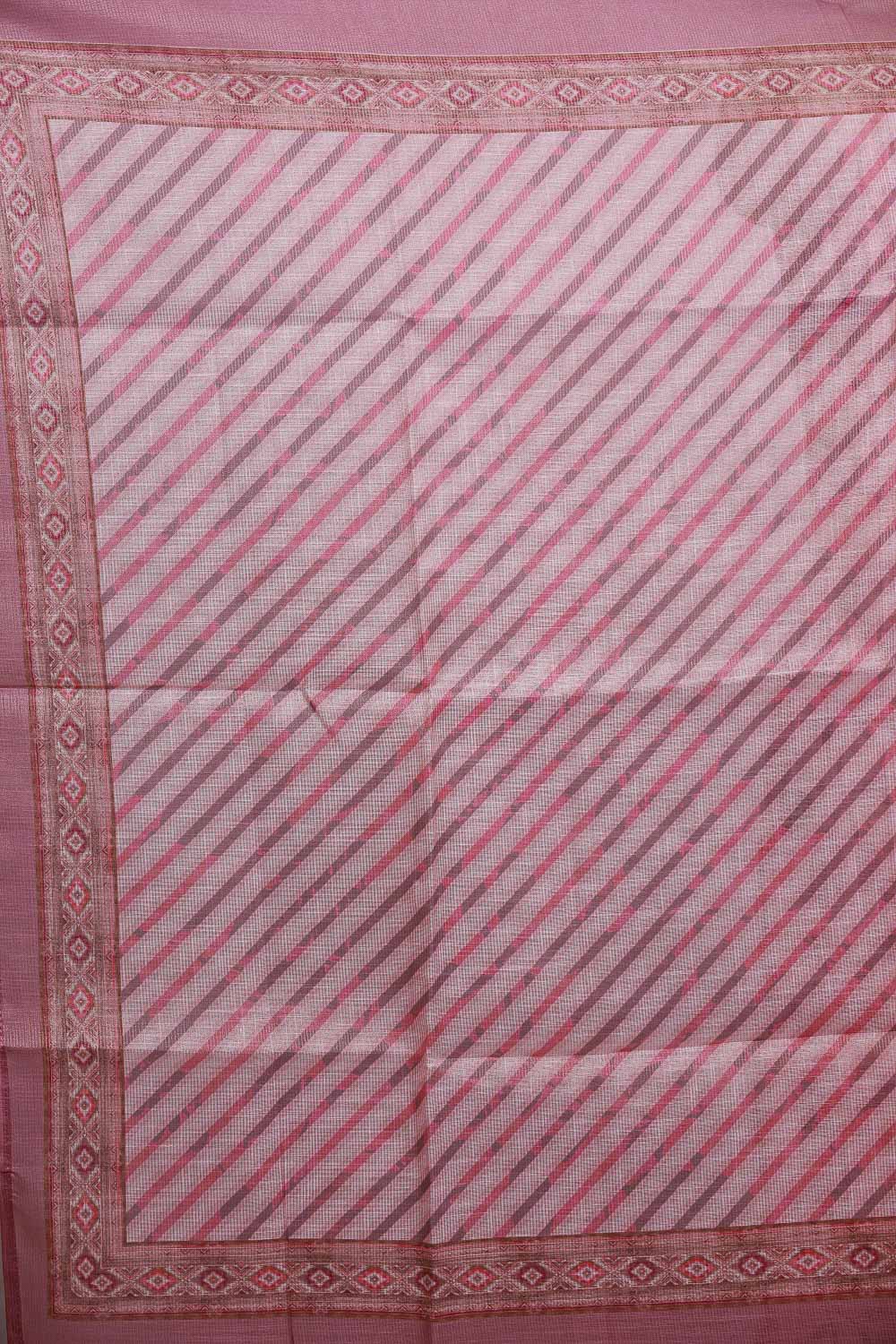 Pink Chanderi Tissue Printed Unstitched Churidhar Material
