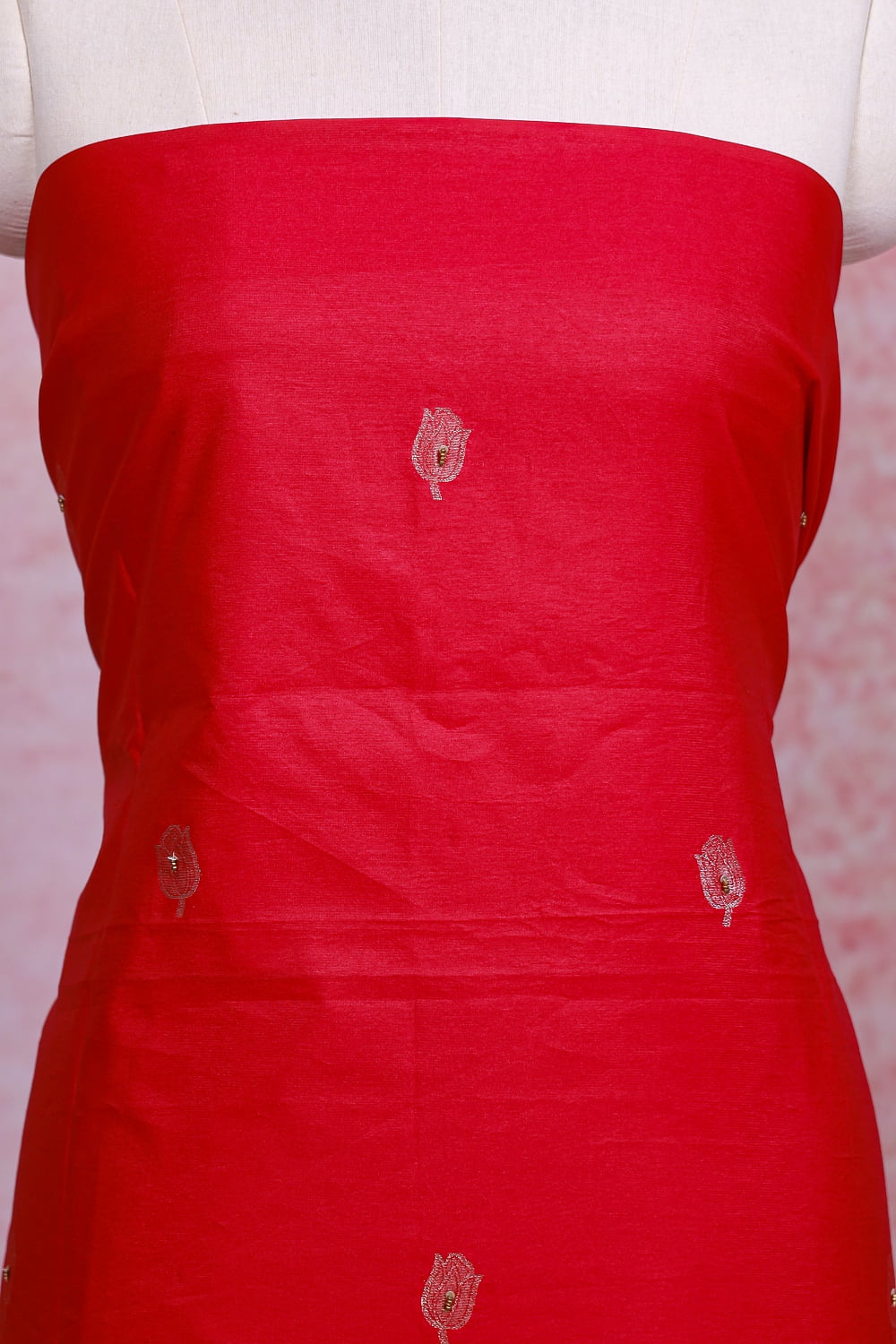Rani Pink Chanderi Banarasi Design Unstitched Churidhar Material