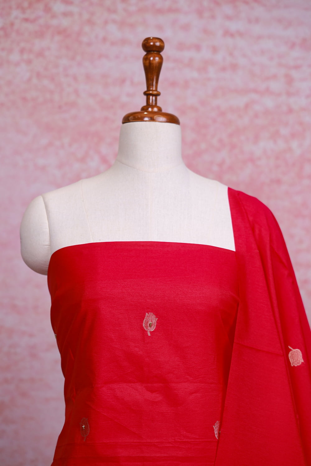 Rani Pink Chanderi Banarasi Design Unstitched Churidhar Material