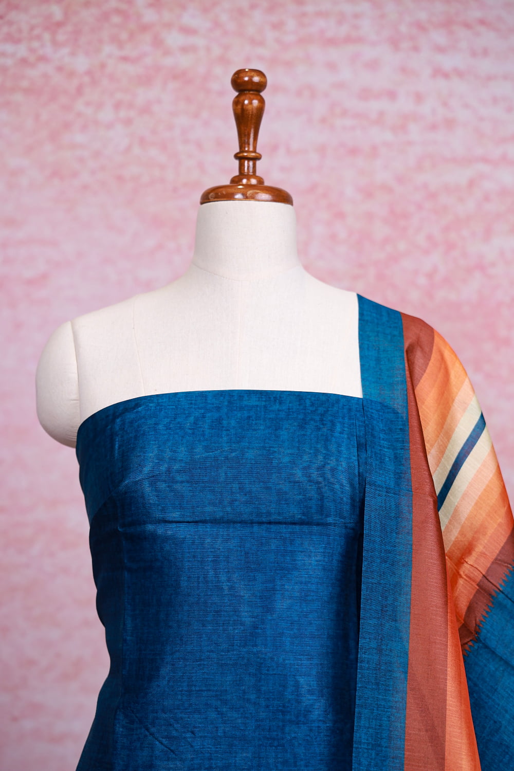Blue Semi Silk Plain Body Unstitched Churidhar Material