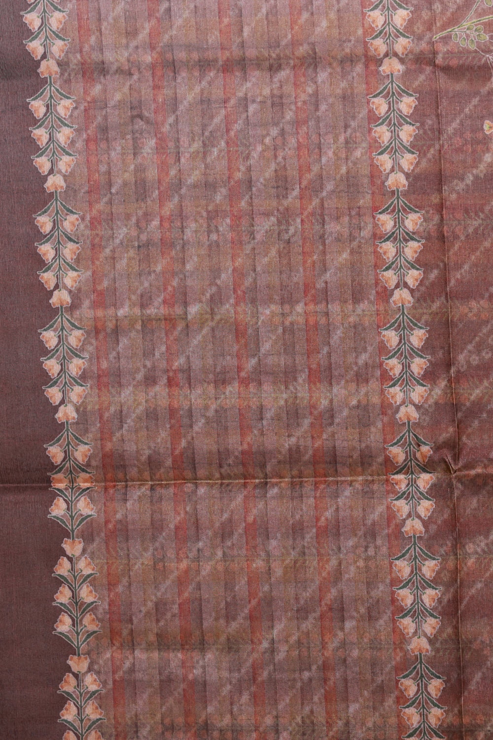 Brown Semi Silk Printed Unstitched Churidhar Material