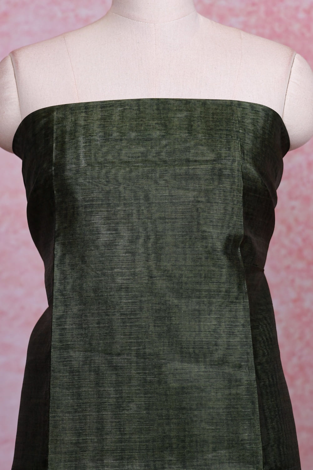 Dark Green Semi Tussar Plain Body Unstitched Churidhar Material