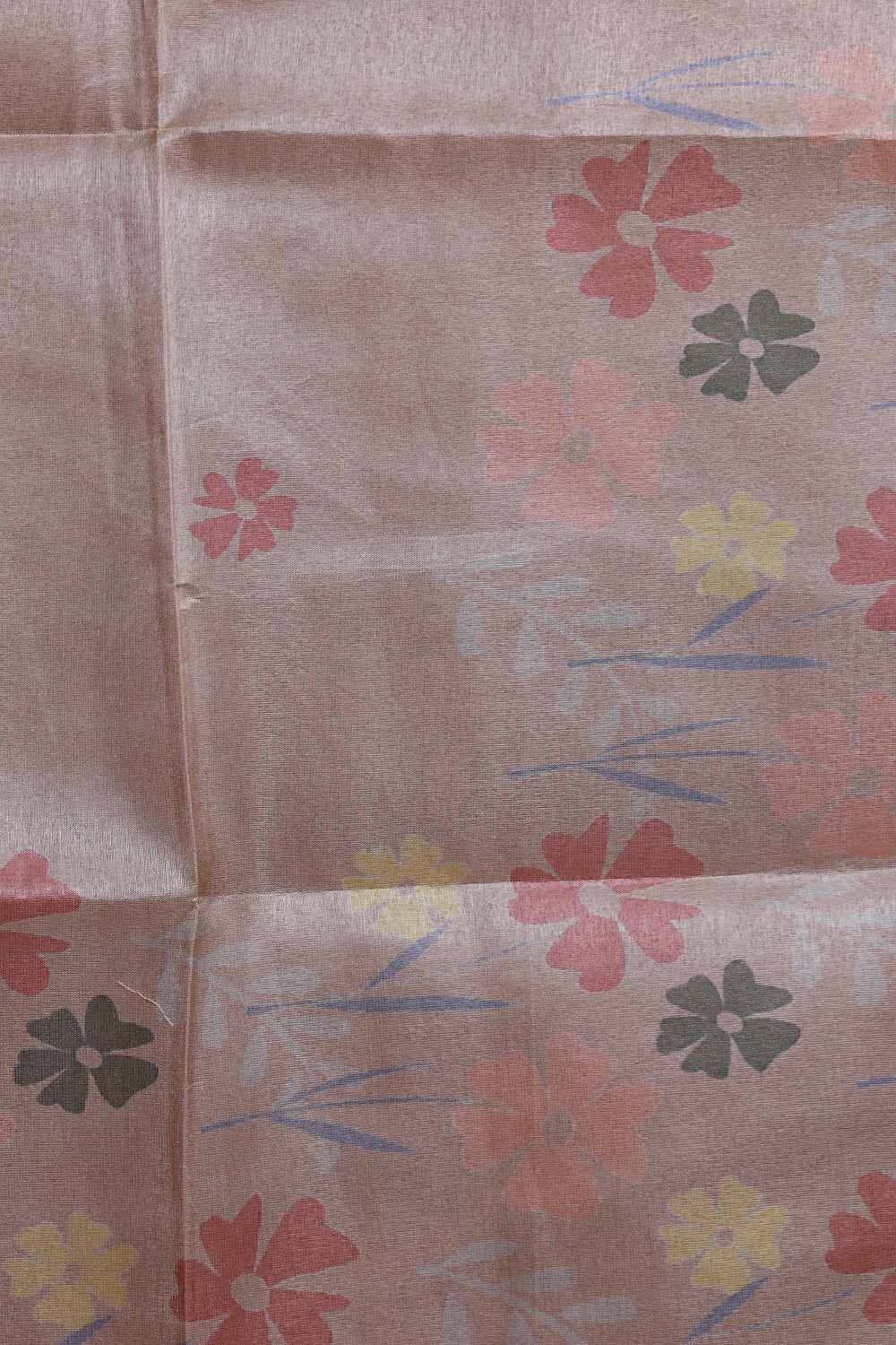 Cream Semi Silk Stripes Unstitched Churidhar Material