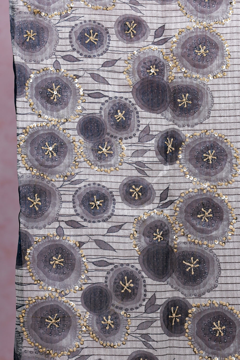 Cream Linen Lines Unstitched Churidhar Material