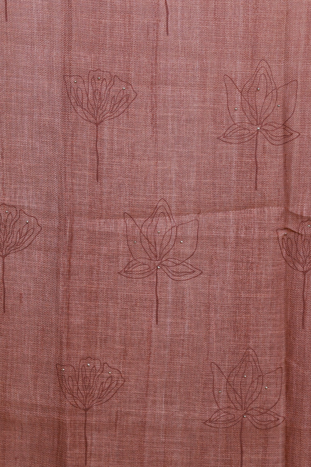 Coral Red Linen Printed Unstitched Churidhar Material