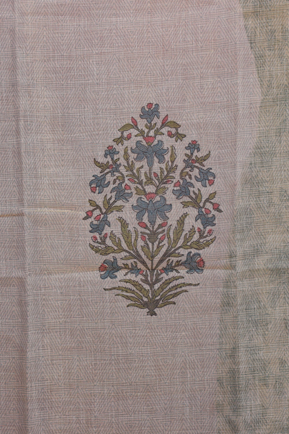 Cream Chanderi Tissue  Floral Printed Unstitched Churidhar Material