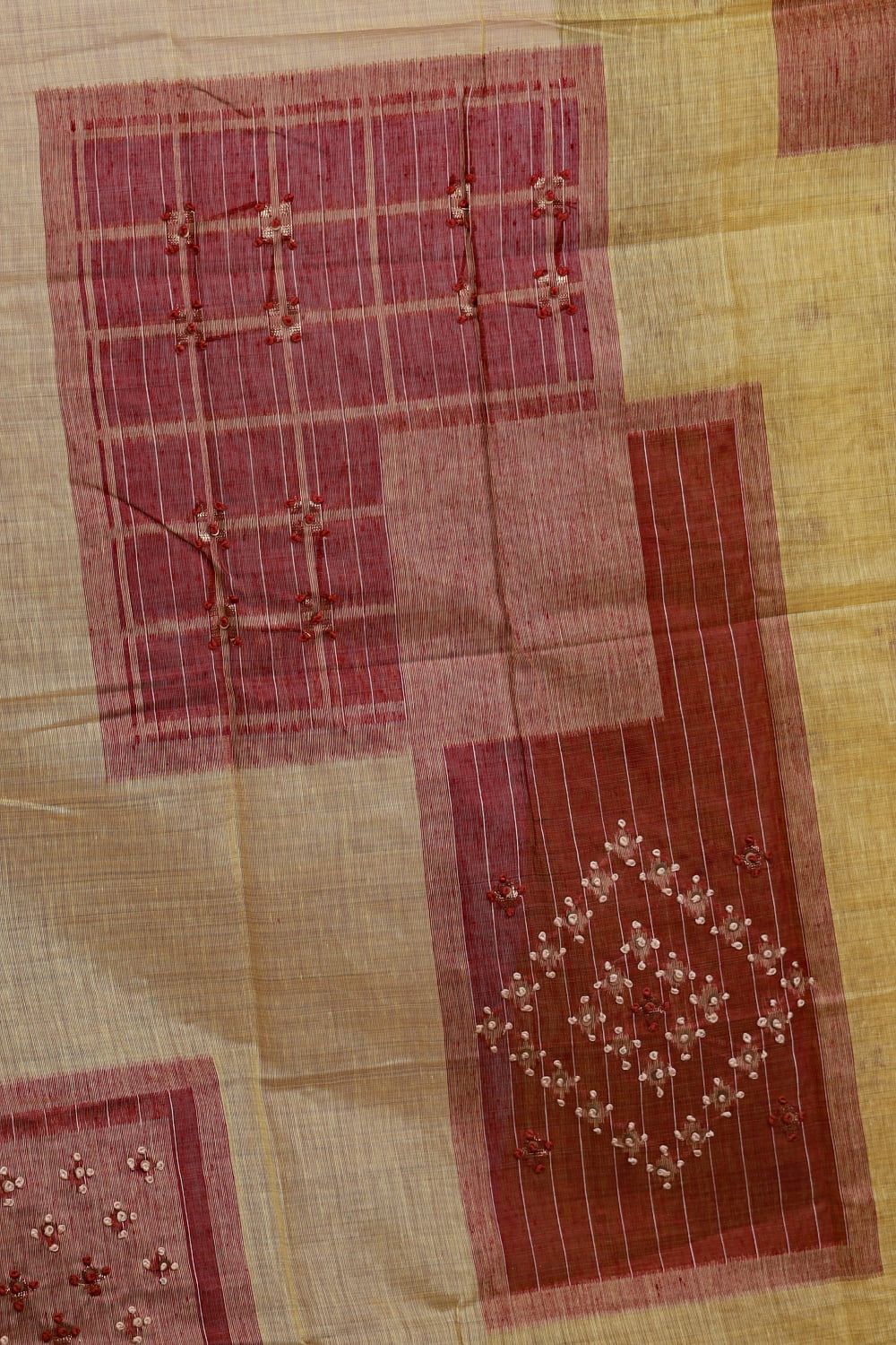 Lemon Yellow Chanderi Silk Kantha Work Unstitched Churidhar Material