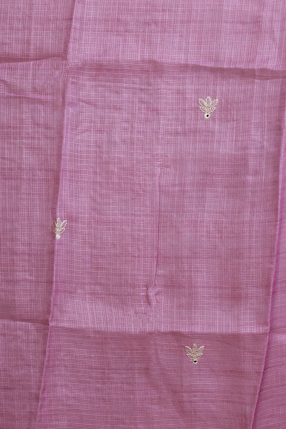 Off White Linen Floral Printed Unstitched Churidhar Material