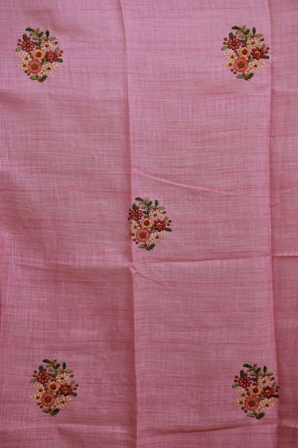 Pink Linen Embroidery Unstitched Churidhar Material