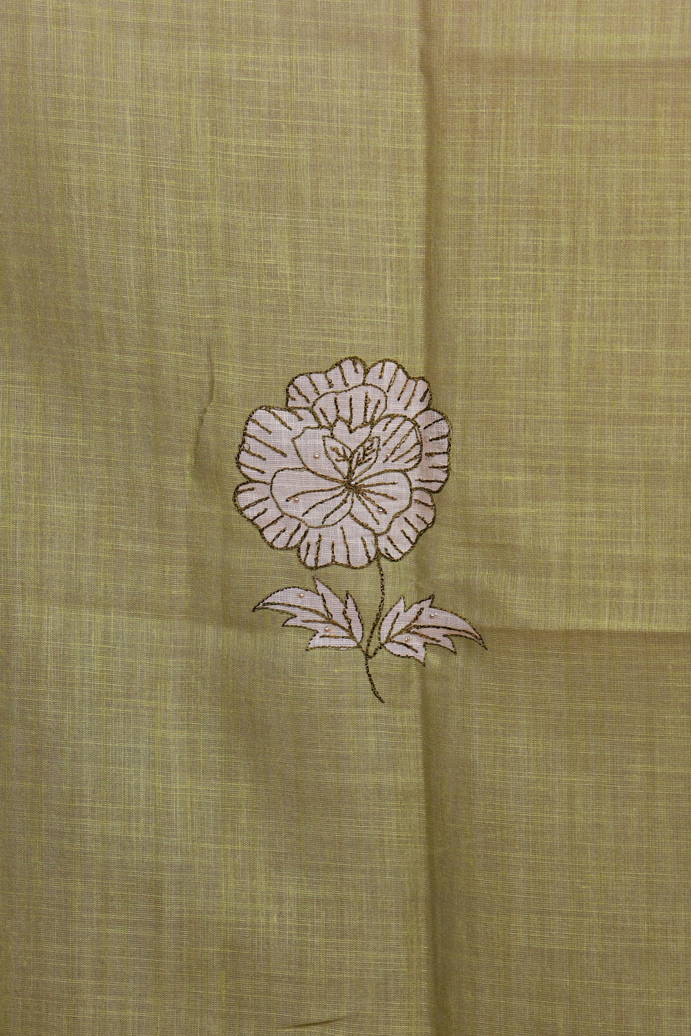 Mehandi Green Linen Printed Unstitched Churidhar Material