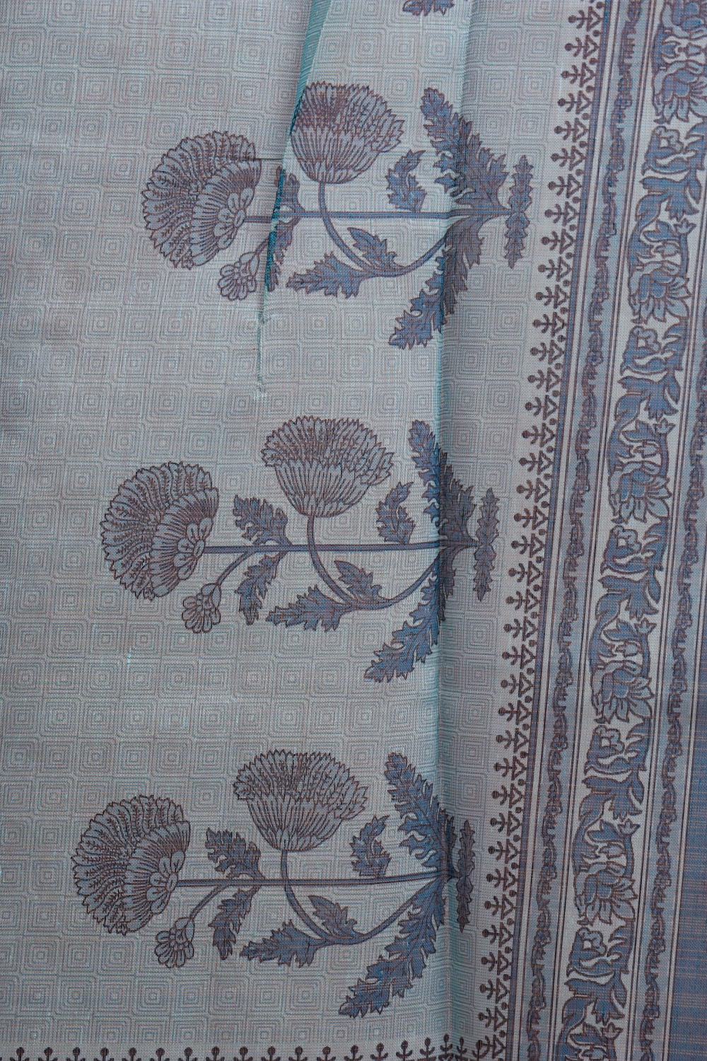 Blue Linen Tissue Printed Unstitched Churidhar Material