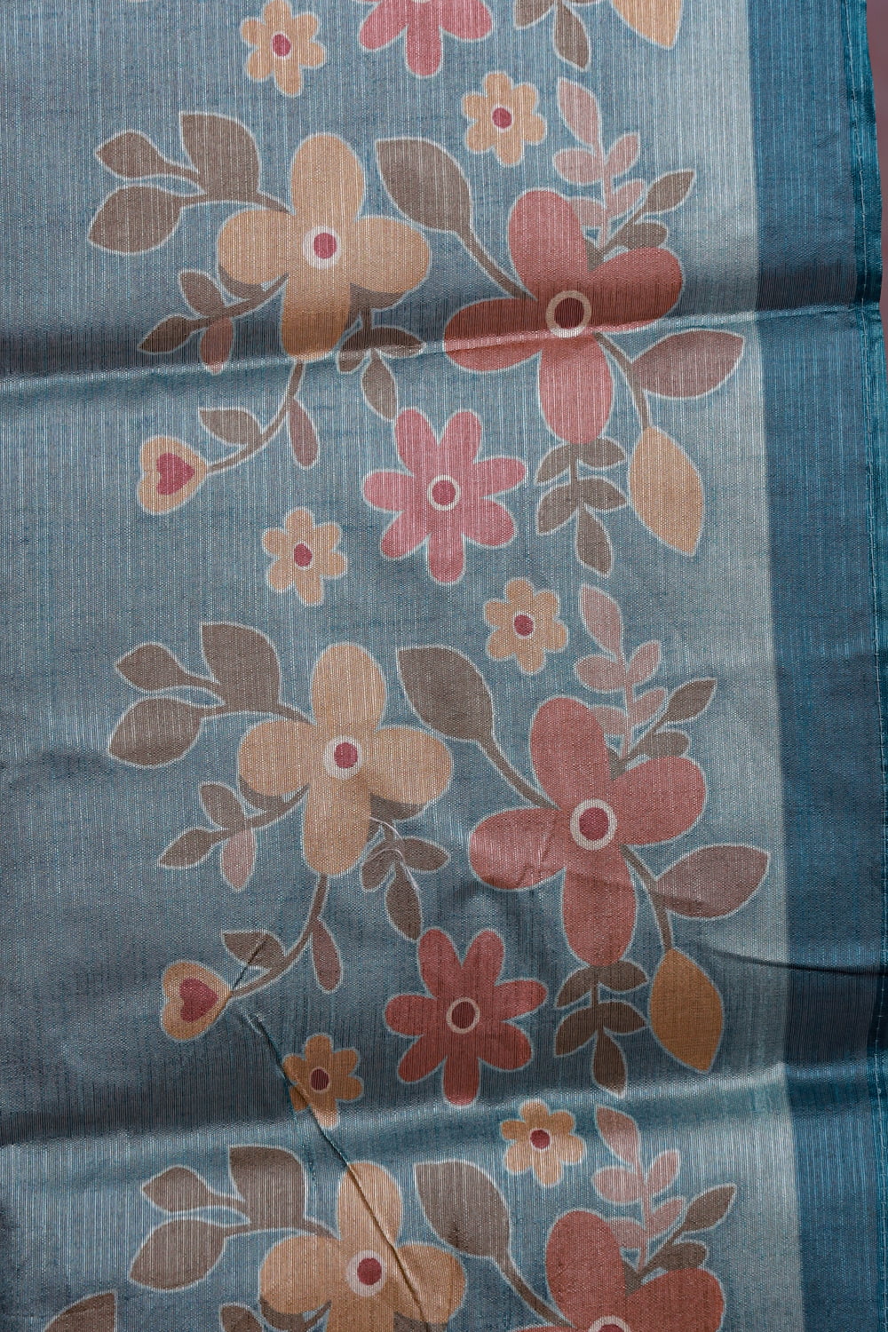 Ash Blue Semi Silk Printed Unstitched Churidhar Material