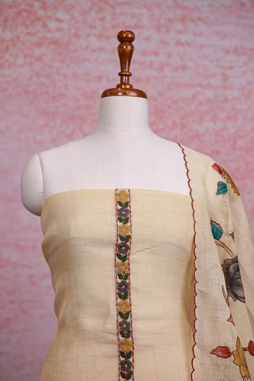 Golden Linen Tissue Plain Unstitched Churidhar Material
