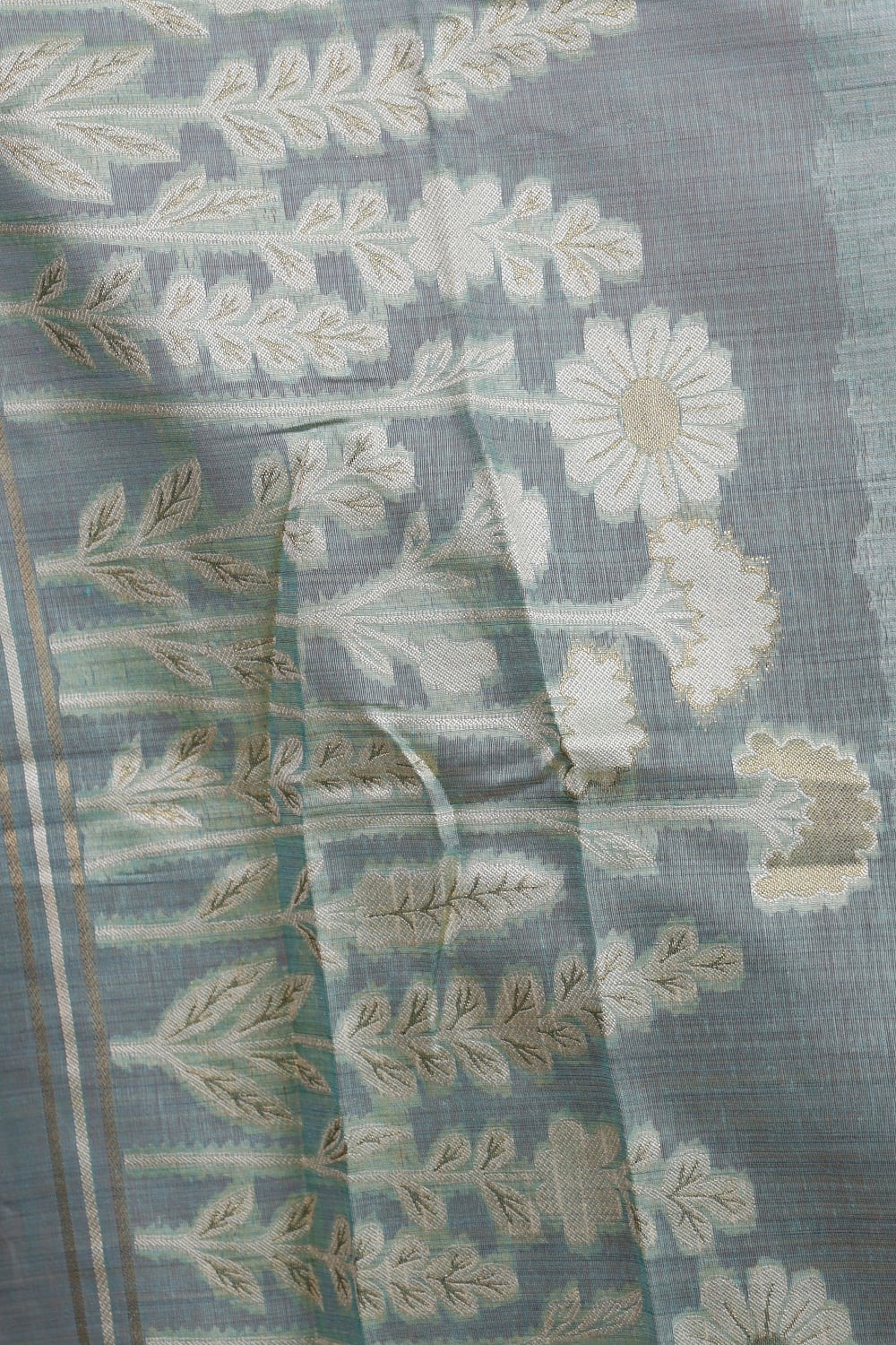Pastel Green Chanderi Kantha Stitched Unstitched Churidhar Material