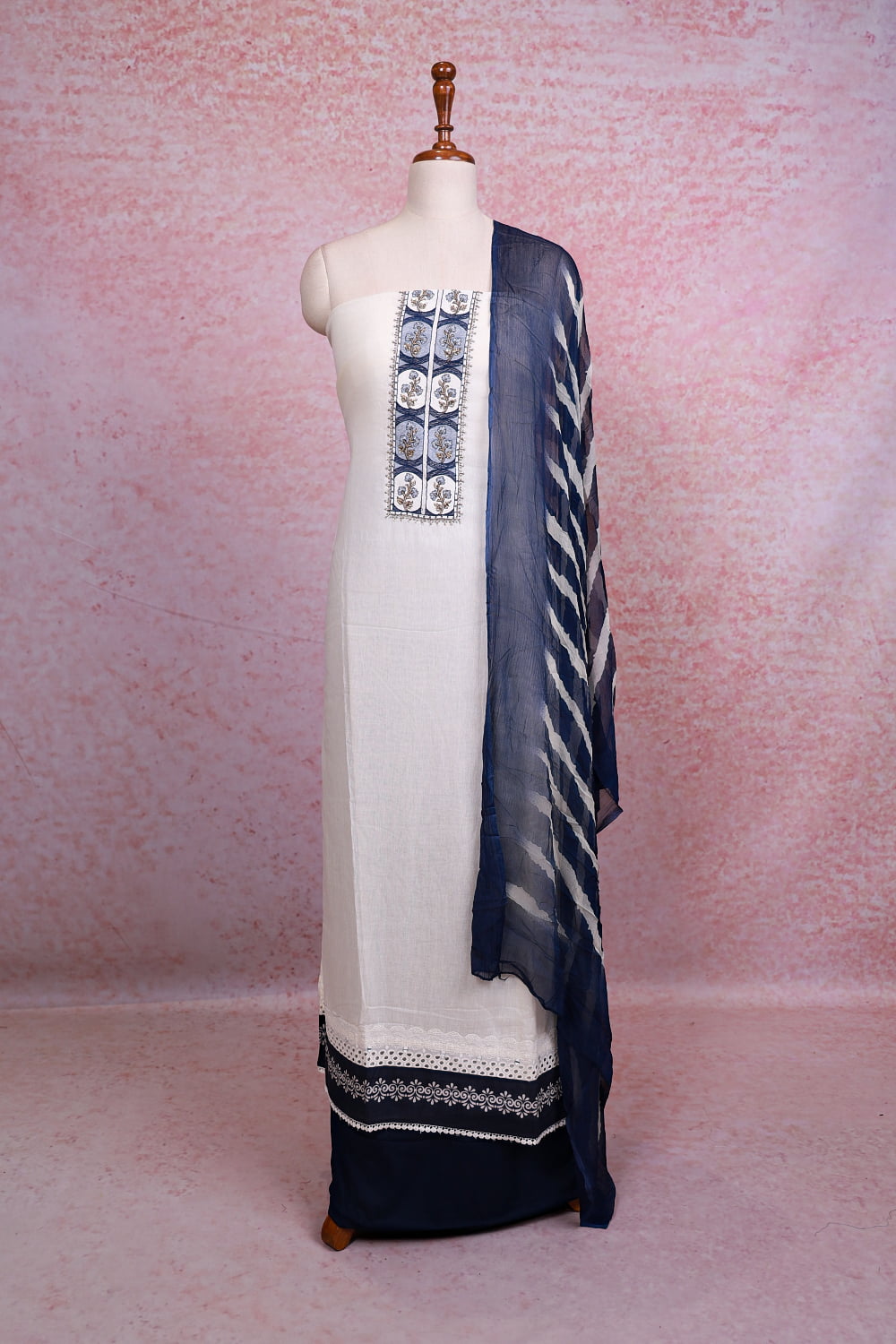 Off White Linen Plain Body Unstitched Churidhar Material