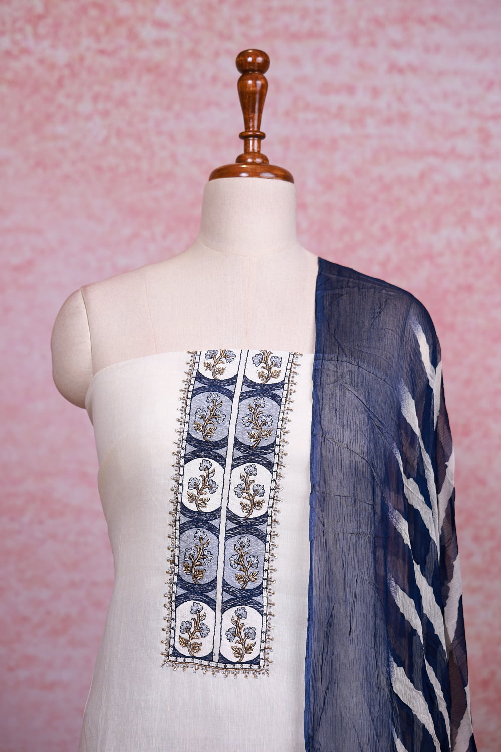 Off White Linen Plain Body Unstitched Churidhar Material