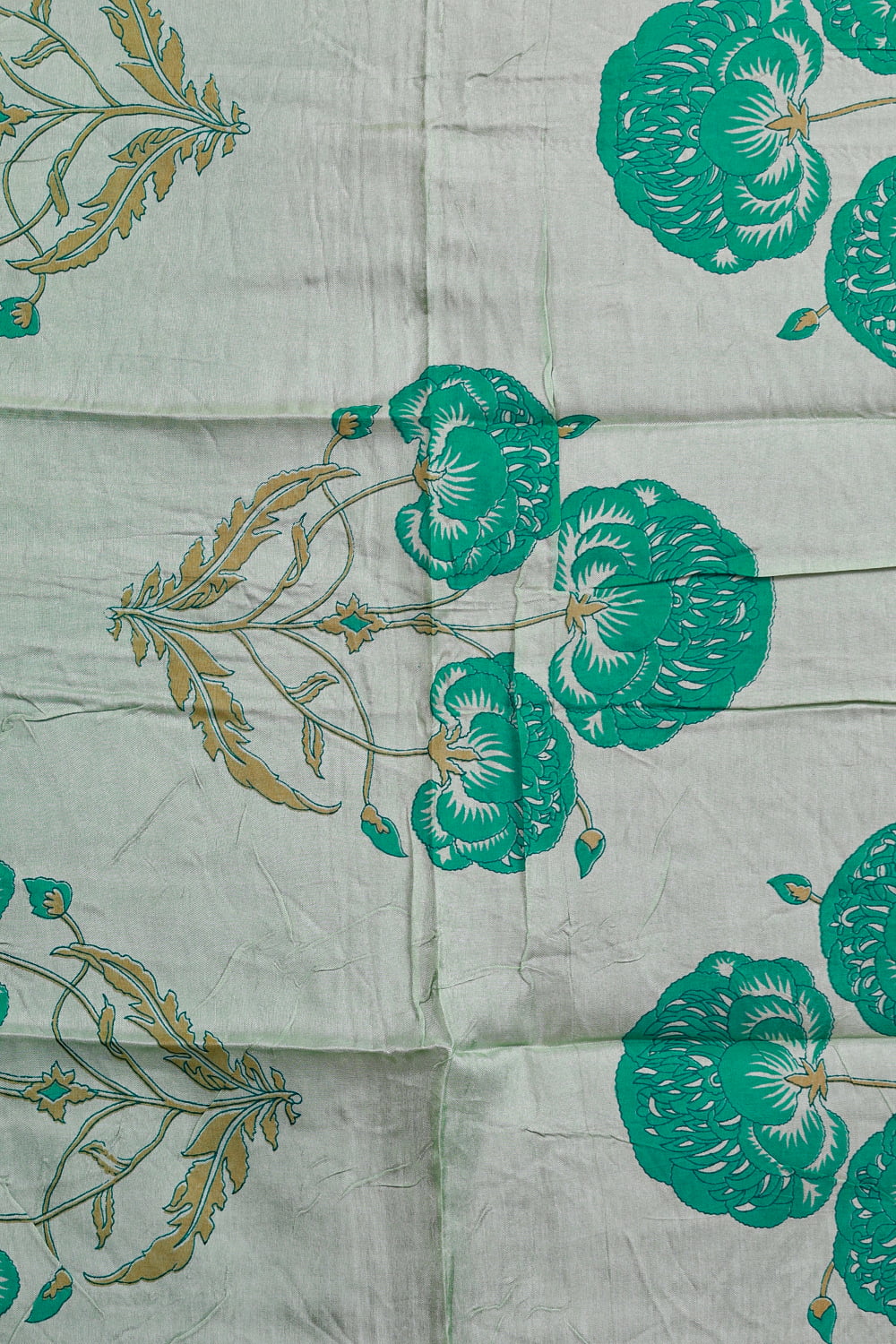 Pastel Green Chanderi Silk Printed Unstitched Churidhar Material