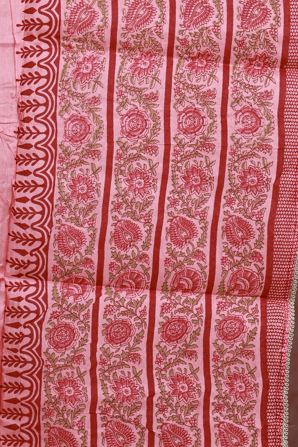 Peach Chanderi Silk Printed Unstitched Churidhar Material