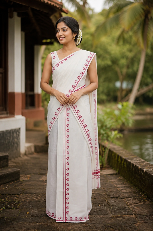 Off White Cotton Set Mundu