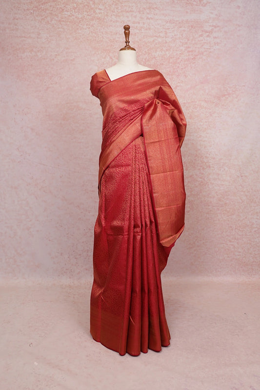 Apple Red Kancheepuram Silk Saree - Seematti