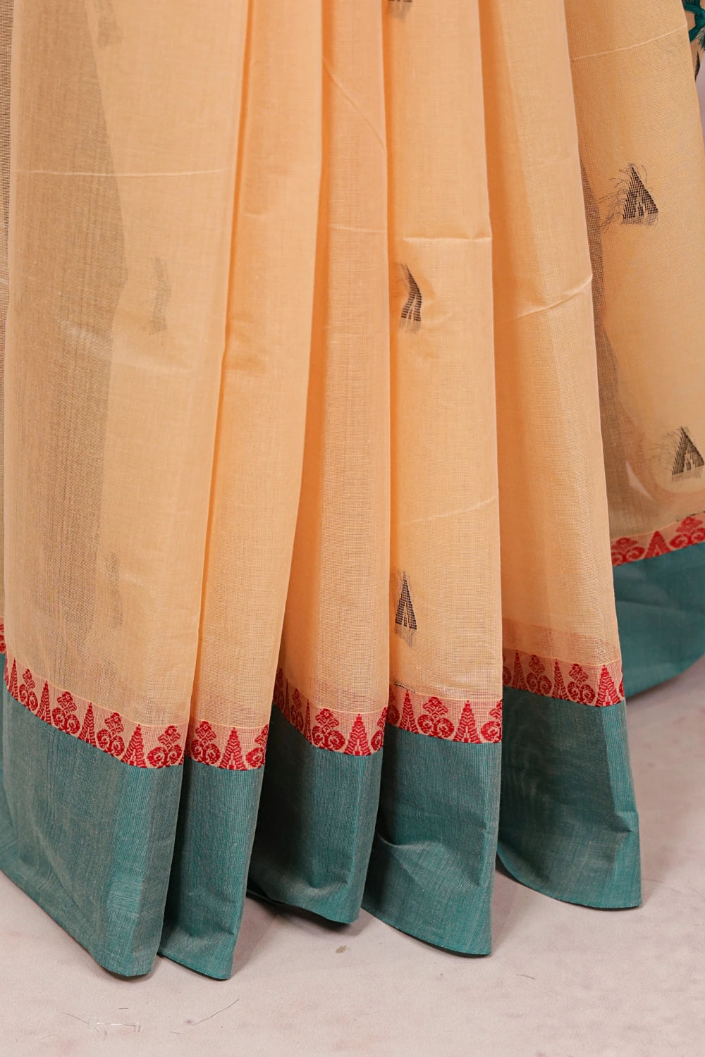 Apricot Color Cotton Saree - Seematti