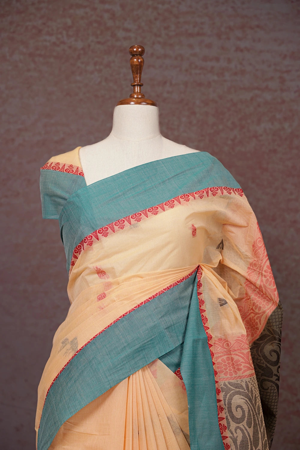 Apricot Color Cotton Saree - Seematti