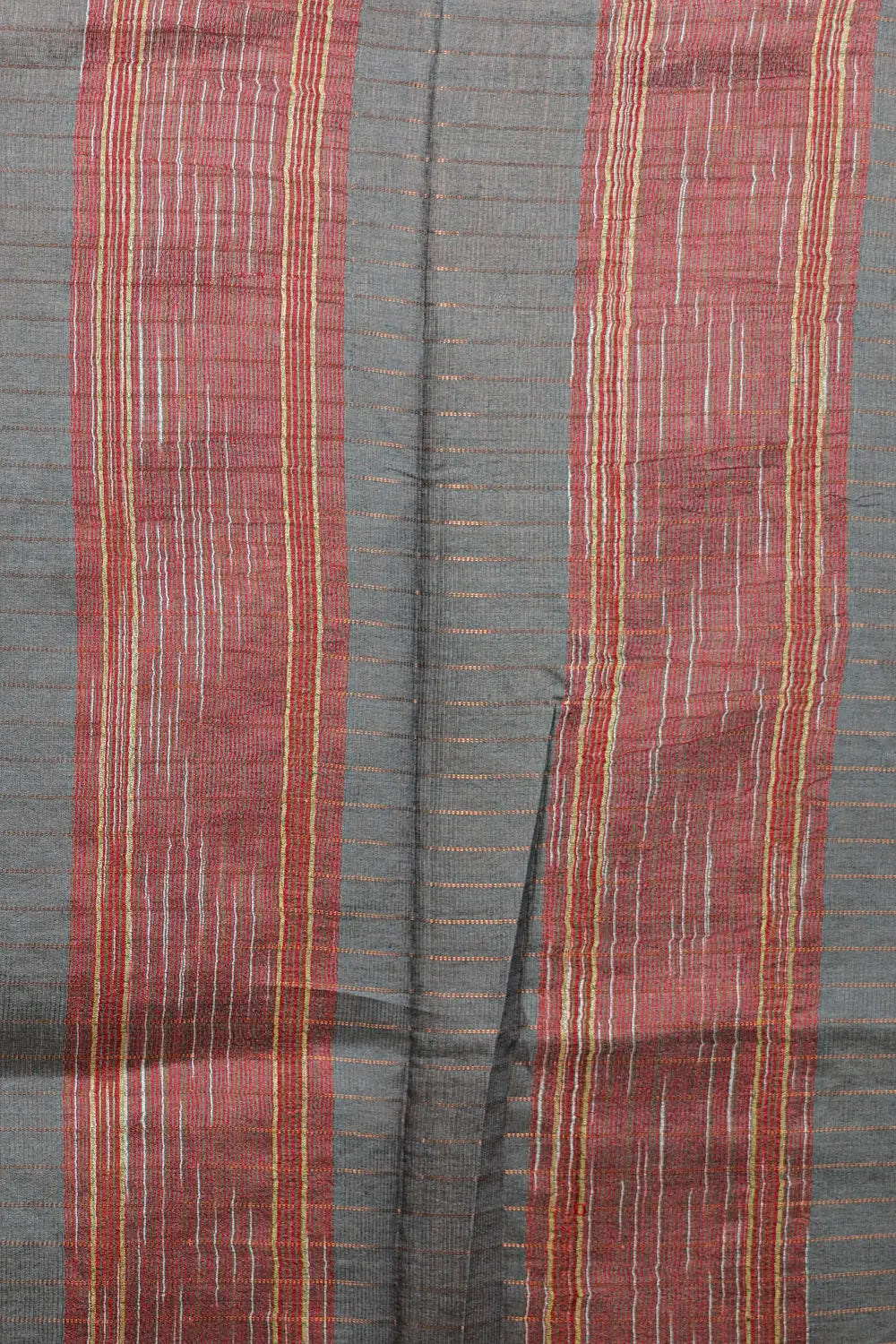 Ash Green Tussar Silk Saree - Seematti