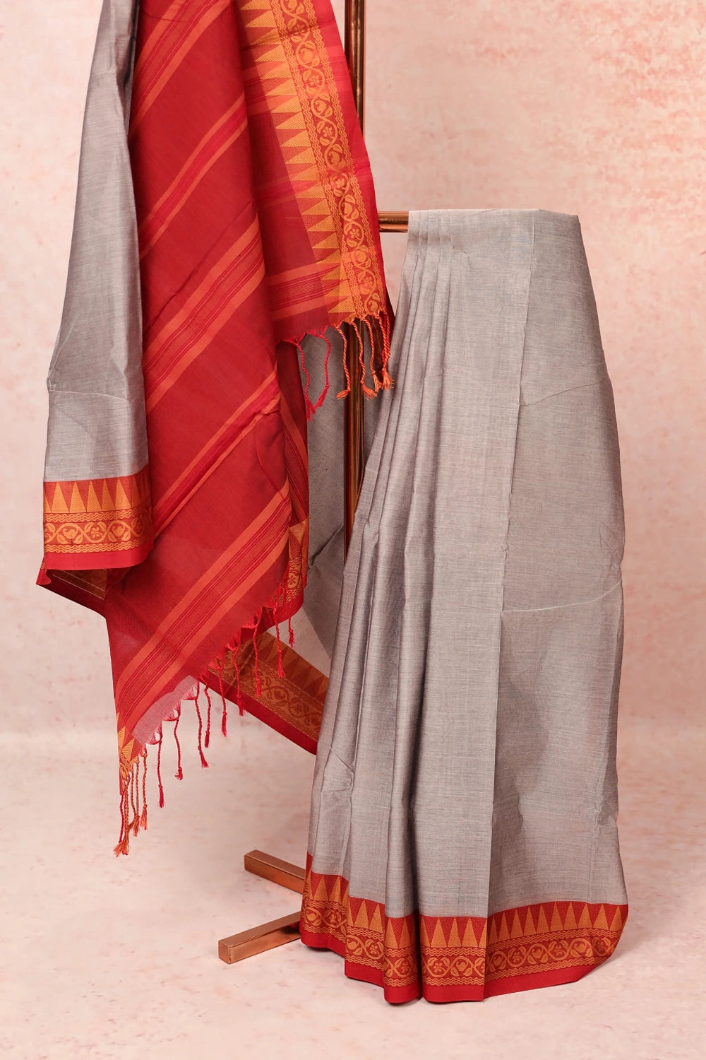 Ash Grey Cotton Saree