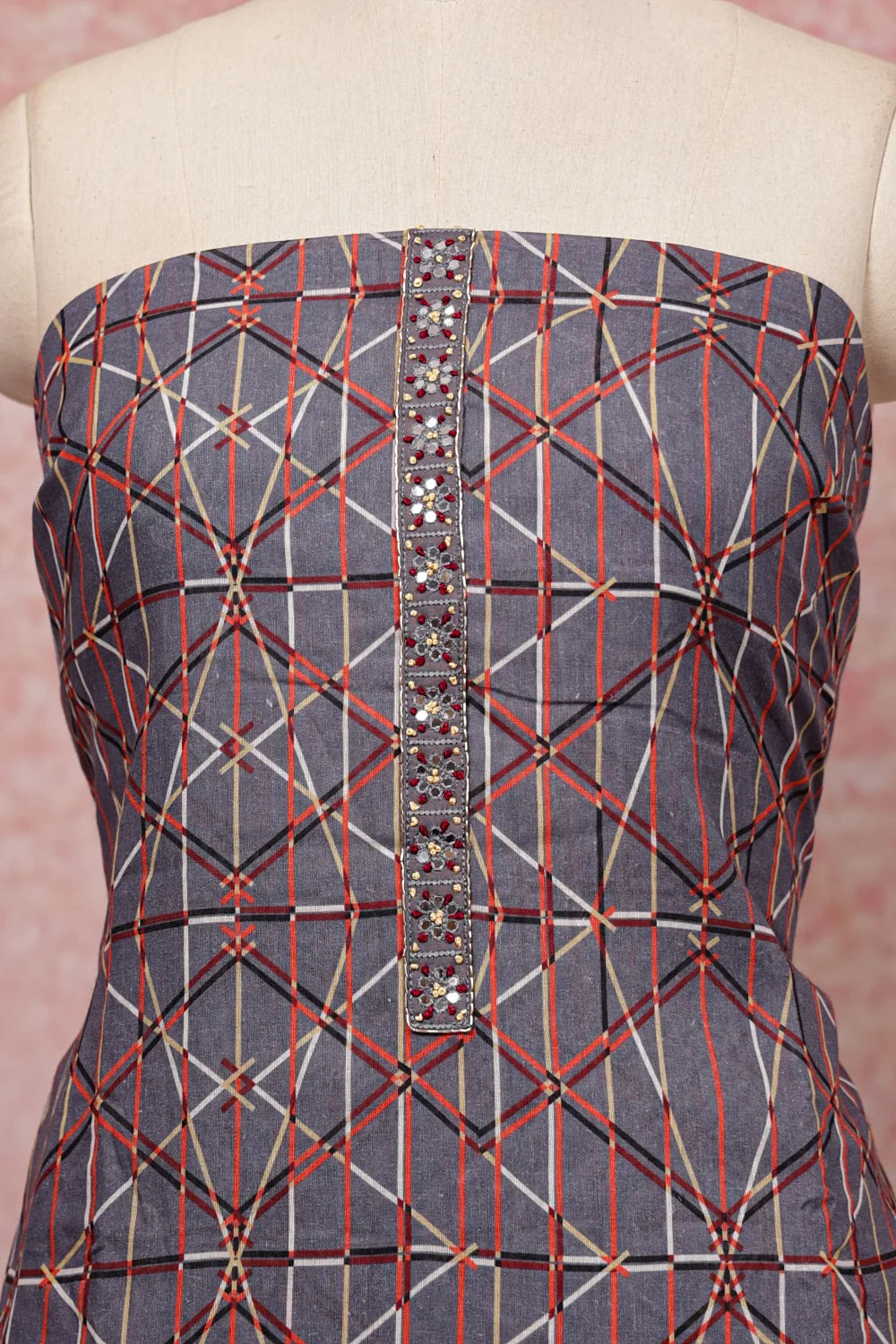 Ash Linen Printed Unstitched Churidhar Material - Seematti