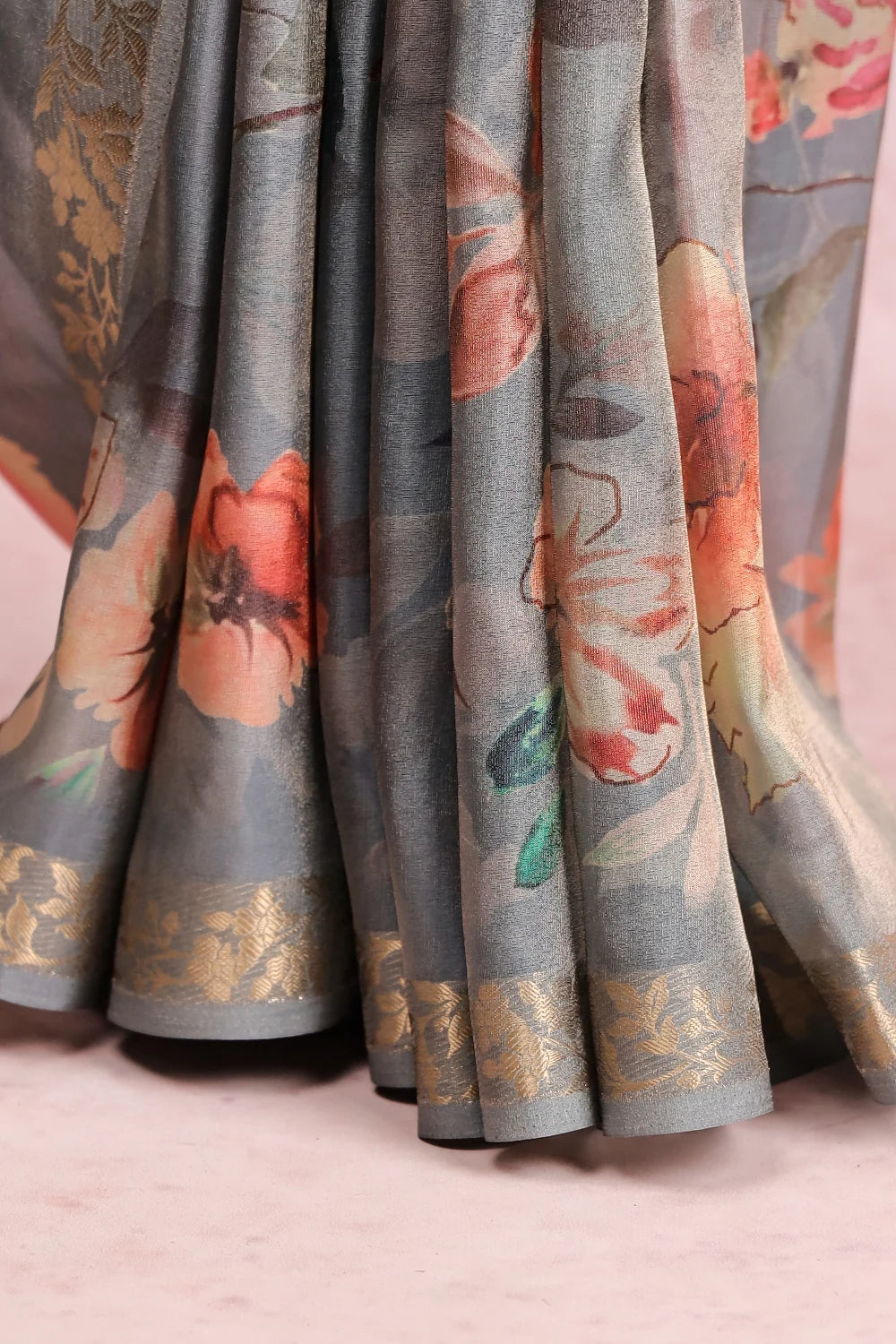 Ash Semi Tissue Saree