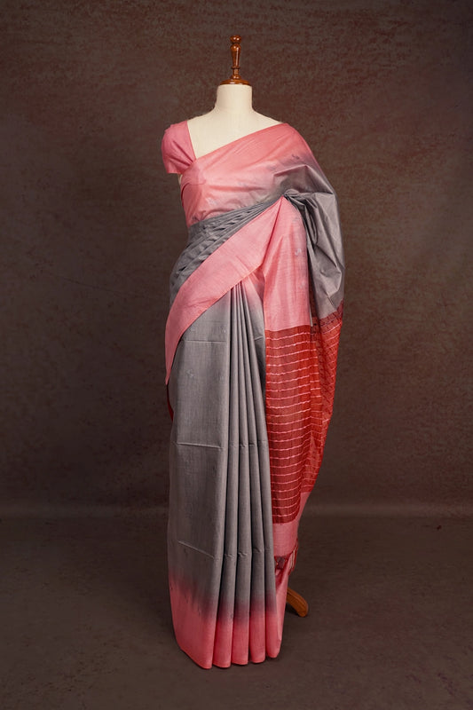 Ash Semi Tussar Saree - Seematti