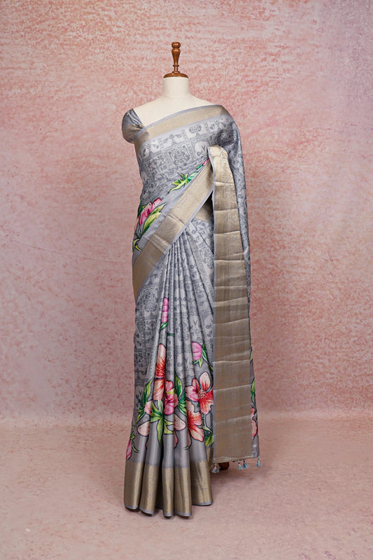 Ash Semi Tussar Saree