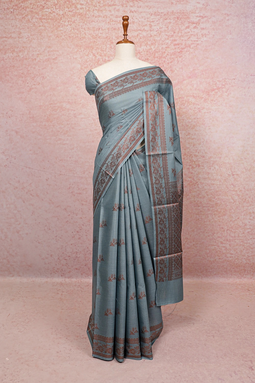 Ash Tussar Silk Saree - Seematti